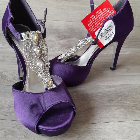 Purple satin embellished shoes Size 6 - Picture 6 of 6